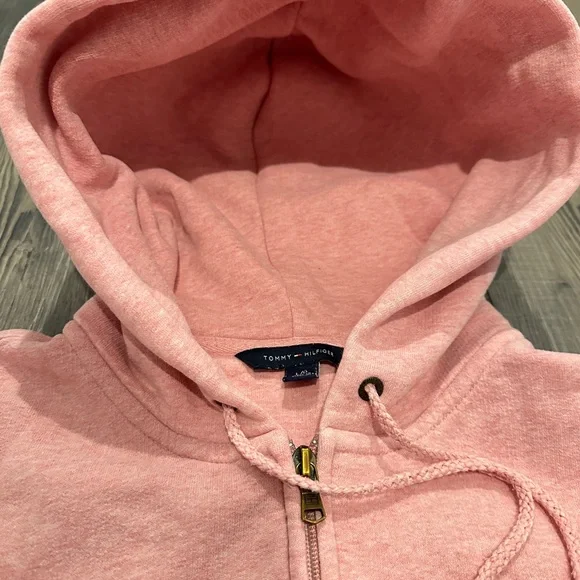 Tommy Hilfiger Pink Fleece Zip-Up Hoodie – Size L - Picture 5 of 8